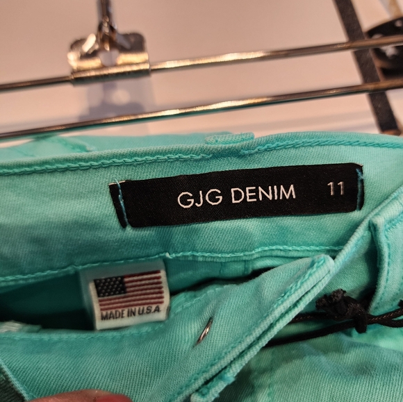 DJG Denim High Waisted Flare Jeans Teal Aqua Stretch Retro Style Jeans Size 11 - Picture 9 of 9